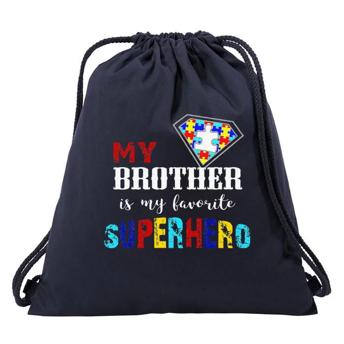 My Brother Is My Favorite Superhero Autism Awareness Gifts Drawstring Bag