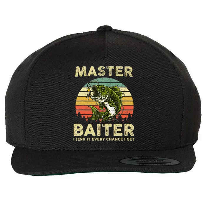 Master Baiter I Jerk It Every Chance I Get Funny Fishing Wool Snapback Cap