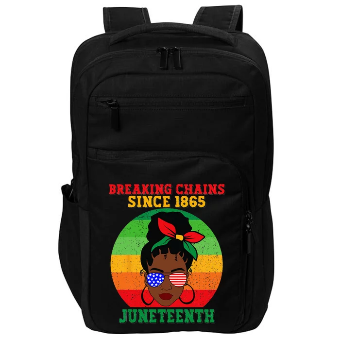 Messy Bun Juneteenth Breaking Chains Bandana Afro Sunglasses Impact Tech Backpack