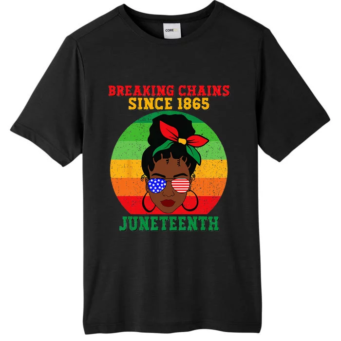 Messy Bun Juneteenth Breaking Chains Bandana Afro Sunglasses ChromaSoft Performance T-Shirt