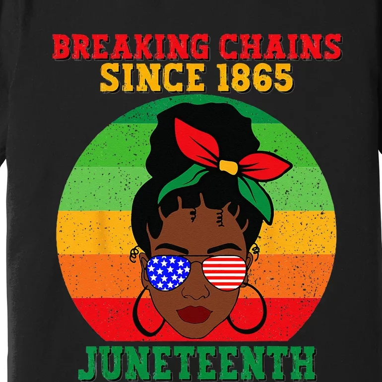 Messy Bun Juneteenth Breaking Chains Bandana Afro Sunglasses Premium T-Shirt