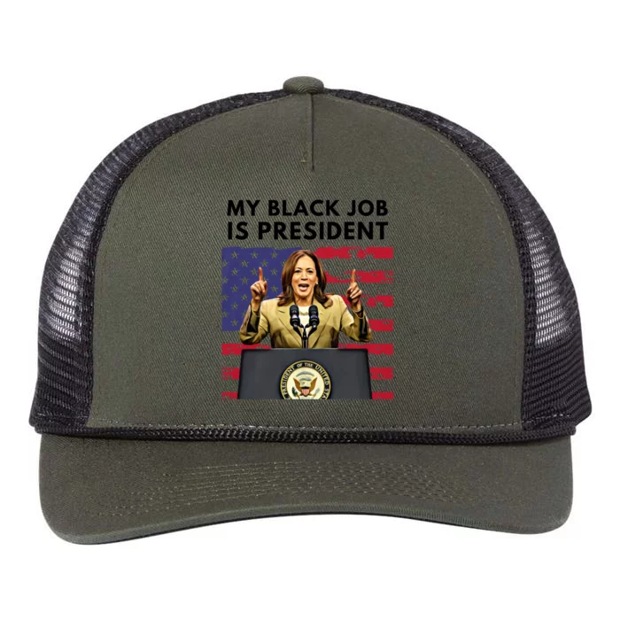 My Black Job Is President Kamala Harris 2024 Retro Rope Trucker Hat Cap