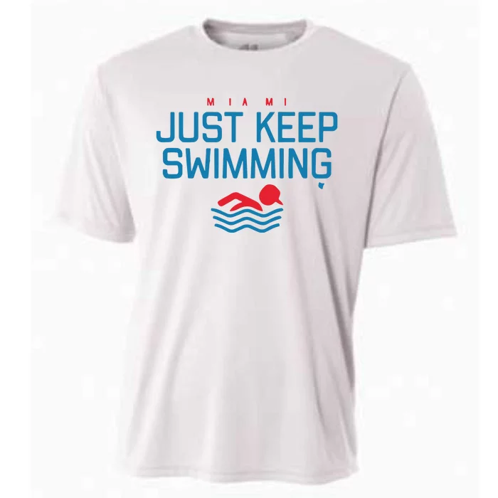 Miami Baseball Just Keep Swimming Cooling Performance Crew T-Shirt