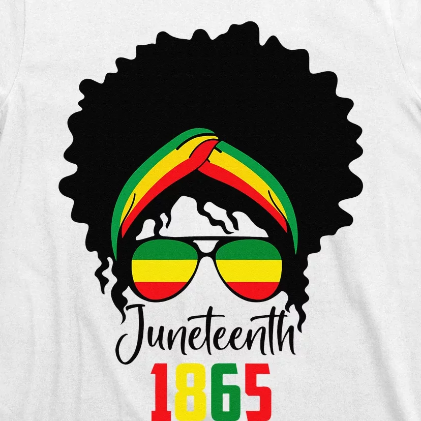 Messy Bun Juneteenth Celebrate 1865 June 19th Black Afro T-Shirt