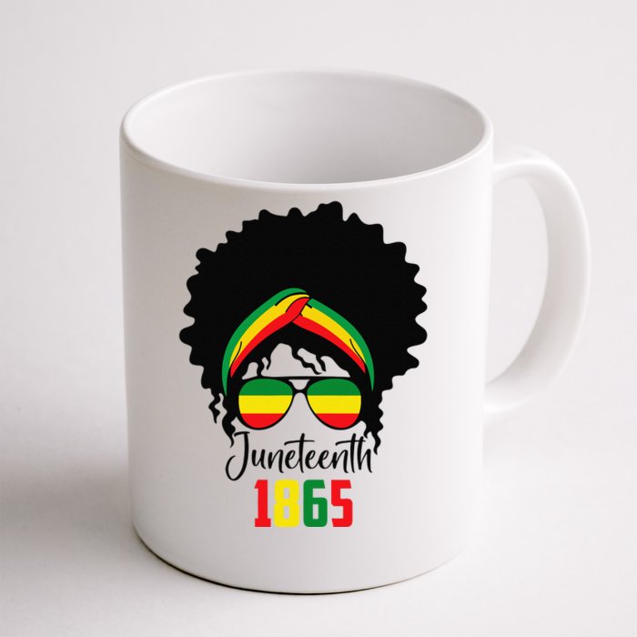 Messy Bun Juneteenth Celebrate 1865 June 19th Black Afro Front & Back Coffee Mug