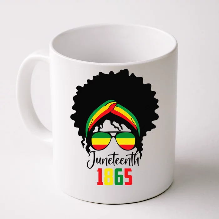 Messy Bun Juneteenth Celebrate 1865 June 19th Black Afro Front & Back Coffee Mug