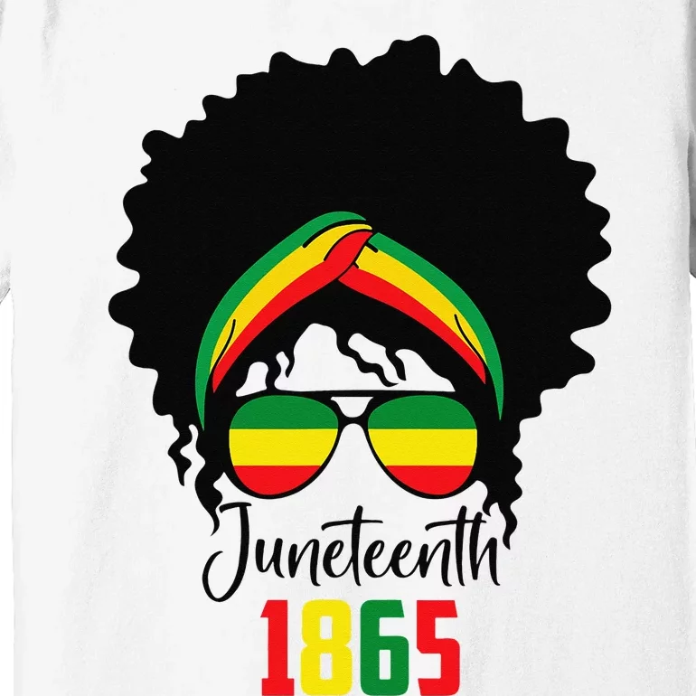 Messy Bun Juneteenth Celebrate 1865 June 19th Black Afro Premium T-Shirt