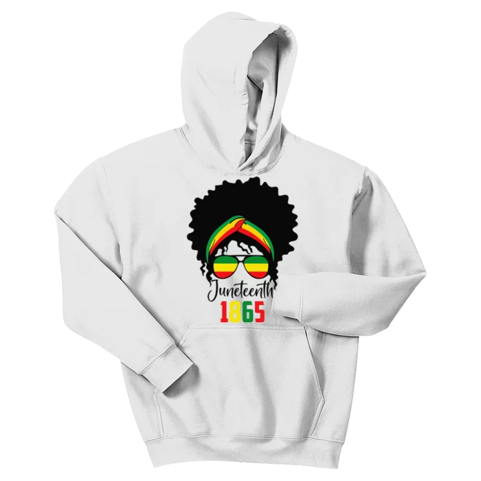 Messy Bun Juneteenth Celebrate 1865 June 19th Black Afro Kids Hoodie