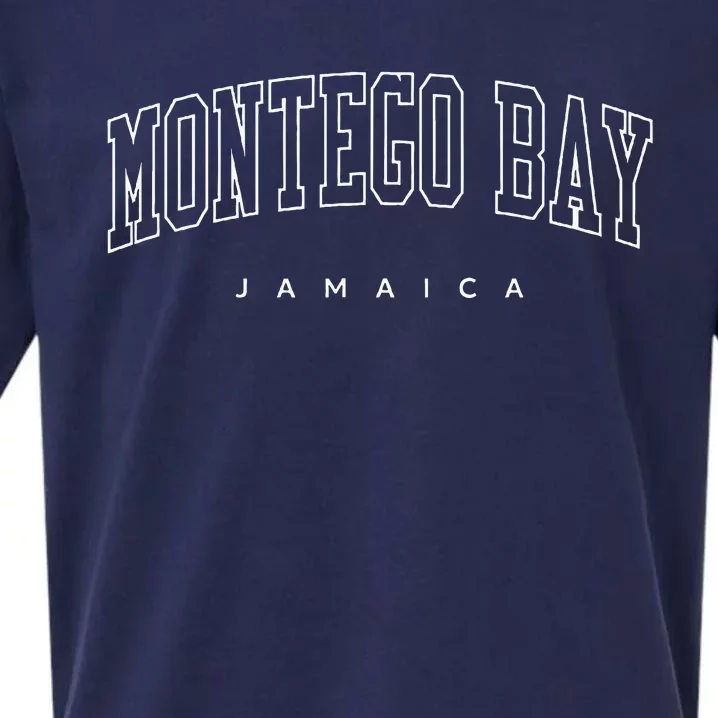 Montego Bay Jamaica Trendy Varsity Athletic Style Sueded Cloud Jersey T-Shirt