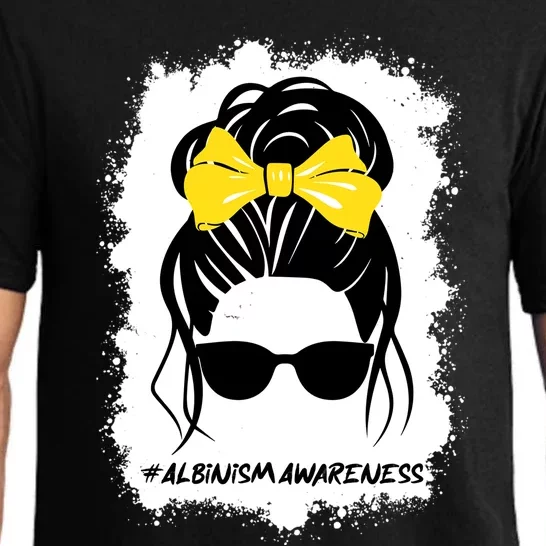 Messy Bun June Wear Yellow Albinism Awareness Great Gift Pajama Set