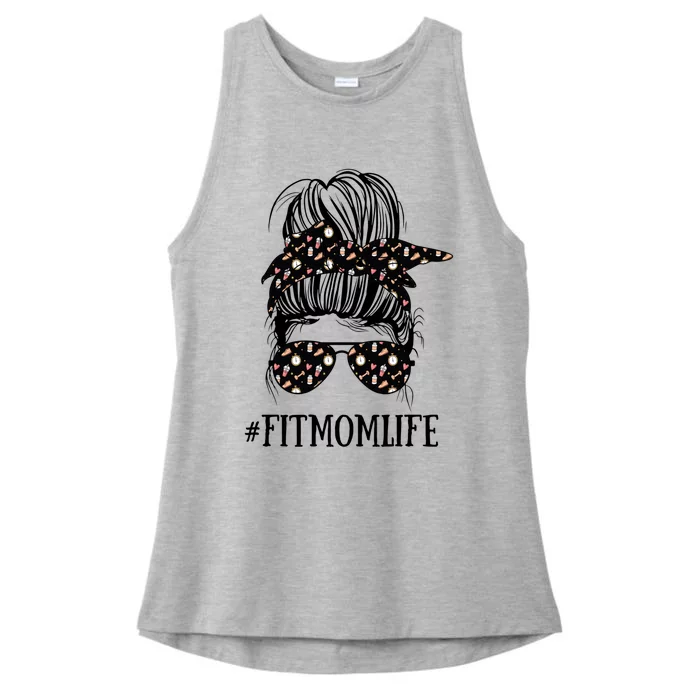 Messy Bun Life Of A Fitness Mom Mother's Day Cute Workout Gift Ladies Tri-Blend Wicking Tank