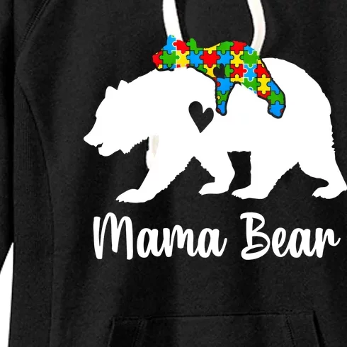 Mama Bear Love Support Autism Awareness Bear Family Cute Gift Women's Fleece Hoodie