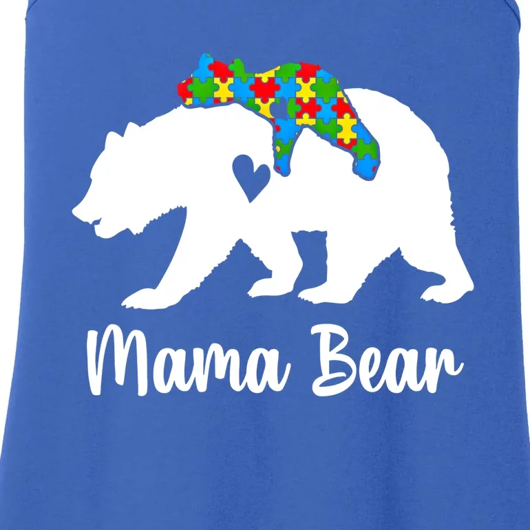 Mama Bear Love Support Autism Awareness Bear Family Cute Gift Ladies Essential Tank