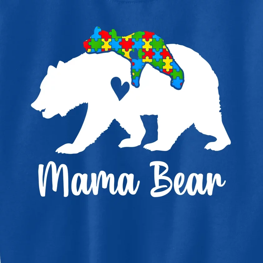 Mama Bear Love Support Autism Awareness Bear Family Cute Gift Kids Sweatshirt