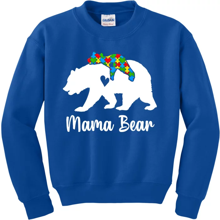 Mama Bear Love Support Autism Awareness Bear Family Cute Gift Kids Sweatshirt