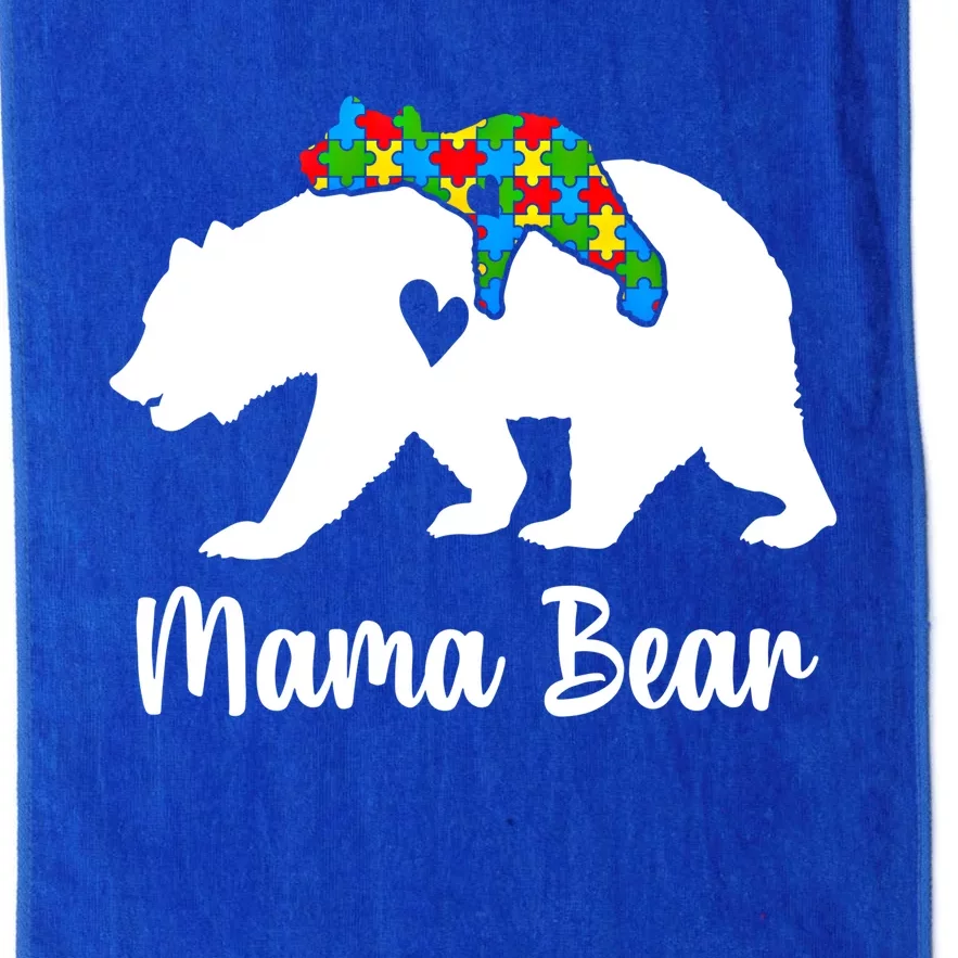 Mama Bear Love Support Autism Awareness Bear Family Cute Gift Platinum Collection Golf Towel