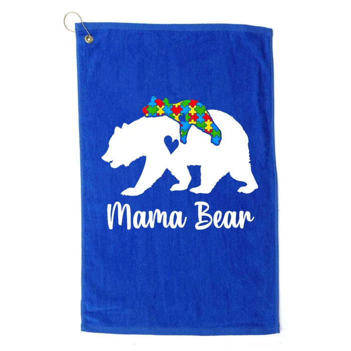 Mama Bear Love Support Autism Awareness Bear Family Cute Gift Platinum Collection Golf Towel