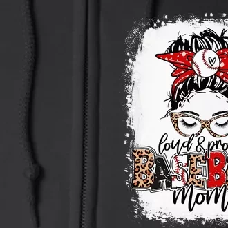 Messy Bun Leopard Loud And Proud BaseBall Full Zip Hoodie