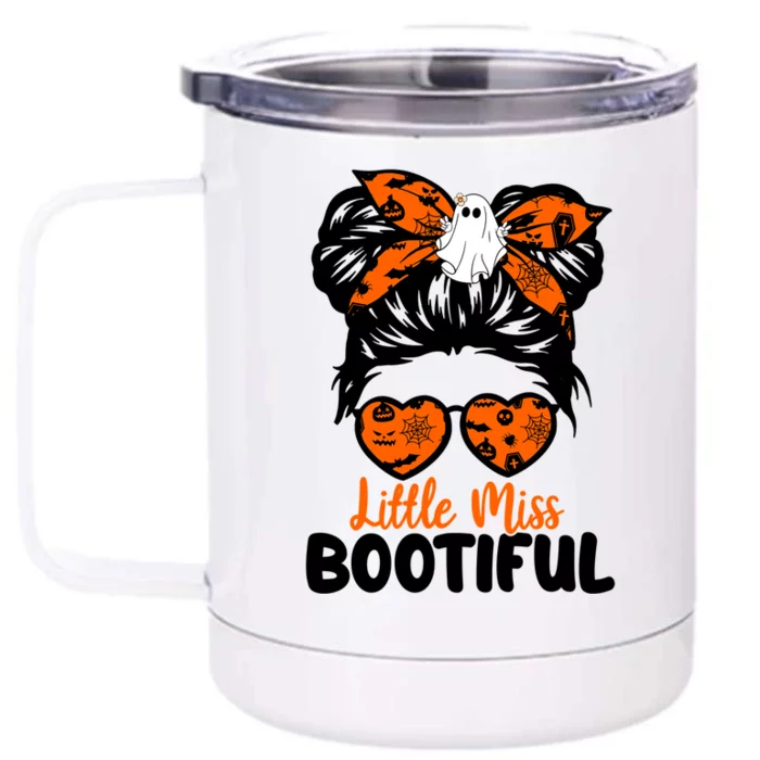 Messy Bun Little Miss Bootiful Boo Halloween Costume Cool Gift Front & Back 12oz Stainless Steel Tumbler Cup