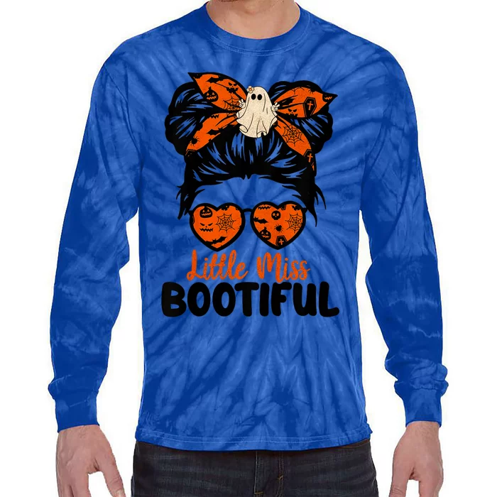 Messy Bun Little Miss Bootiful Boo Halloween Costume Gift Tie-Dye Long Sleeve Shirt