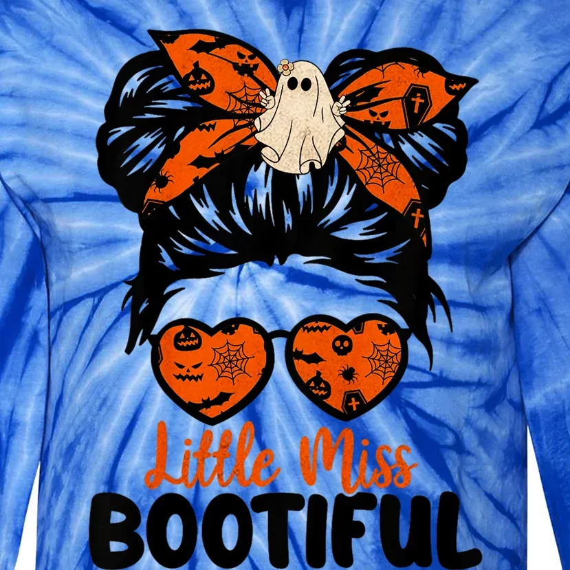 Messy Bun Little Miss Bootiful Boo Halloween Costume Gift Tie-Dye Long Sleeve Shirt