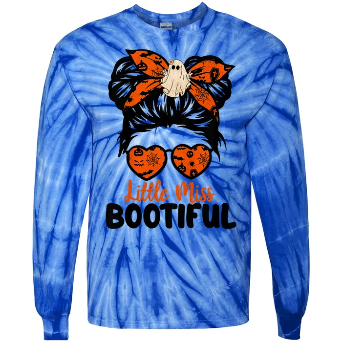 Messy Bun Little Miss Bootiful Boo Halloween Costume Gift Tie-Dye Long Sleeve Shirt