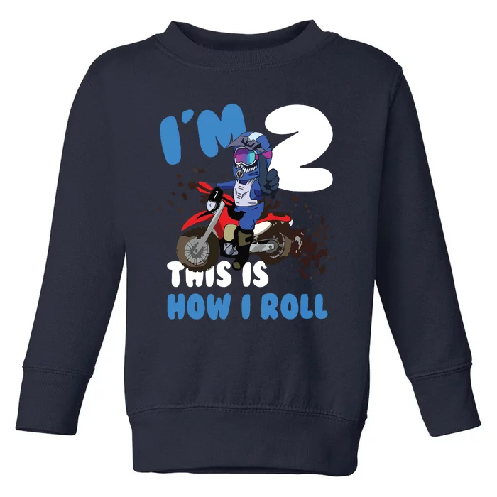 Motocross Birthday Little Is Two Years Old Toddler Sweatshirt