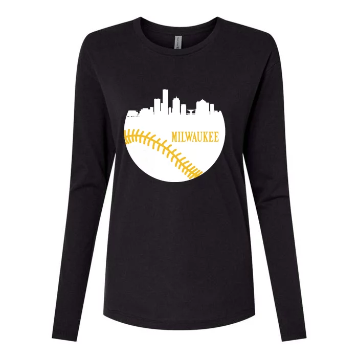 Milwaukee Baseball Lover Baseball Player Retro Sporty Womens Cotton Relaxed Long Sleeve T-Shirt