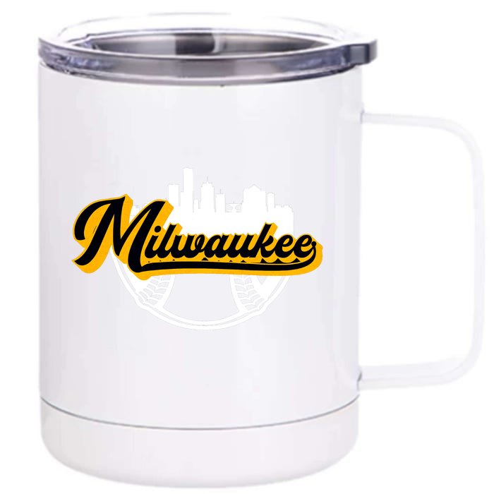 Milwaukee Baseball Lover Baseball Player Retro Sporty Front & Back 12oz Stainless Steel Tumbler Cup