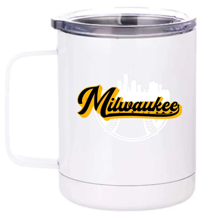 Milwaukee Baseball Lover Baseball Player Retro Sporty Front & Back 12oz Stainless Steel Tumbler Cup