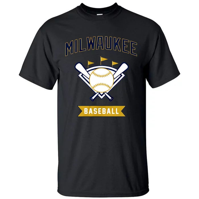 Milwaukee Baseball Lover Baseball Player Retro Sporty Tall T-Shirt