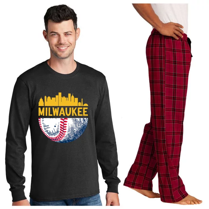 Milwaukee Baseball Lover Baseball Player Retro Sporty Long Sleeve Pajama Set