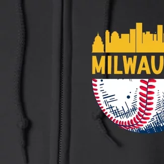 Milwaukee Baseball Lover Baseball Player Retro Sporty Full Zip Hoodie