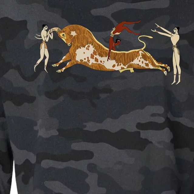 Minoan Bull Leaping Cropped Pullover Crew