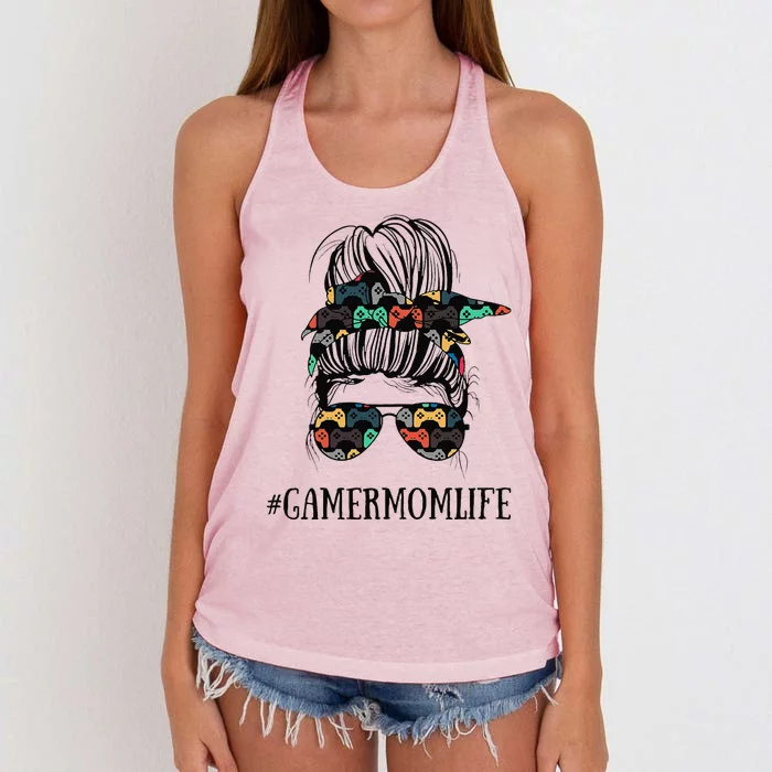 Messy Bun Life Of A Gamer Mom MotherS Day Gaming Mother Women's Knotted Racerback Tank