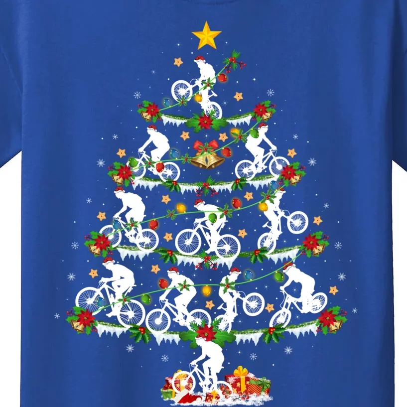 Mtb Biking Lover Lighting Mountain Biking Christmas Tree Gift Kids T-Shirt