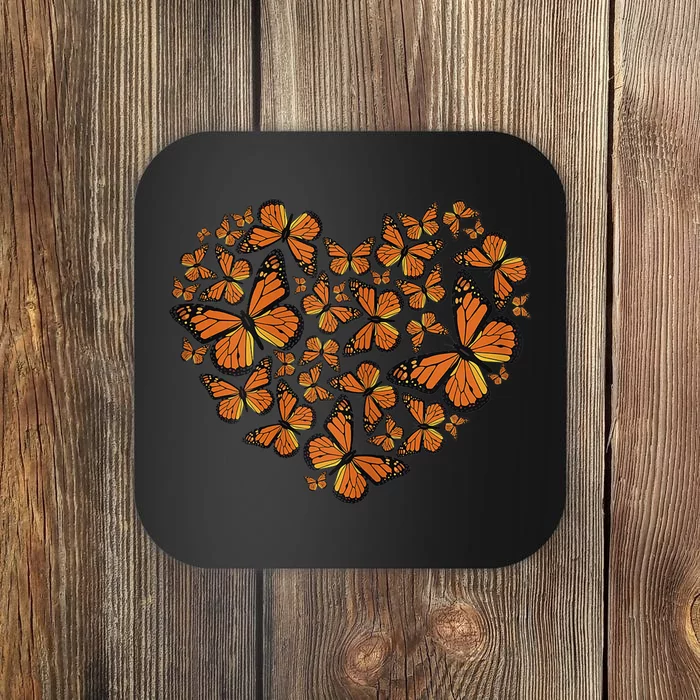 Monarch Butterfly Love Heart Coaster