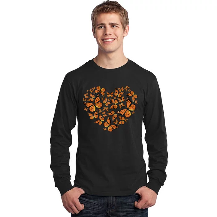 Monarch Butterfly Love Heart Tall Long Sleeve T-Shirt