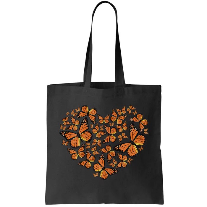 Monarch Butterfly Love Heart Tote Bag