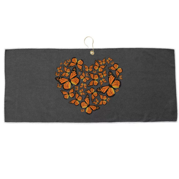 Monarch Butterfly Love Heart Large Microfiber Waffle Golf Towel