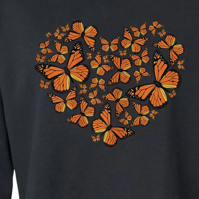 Monarch Butterfly Love Heart Cropped Pullover Crew