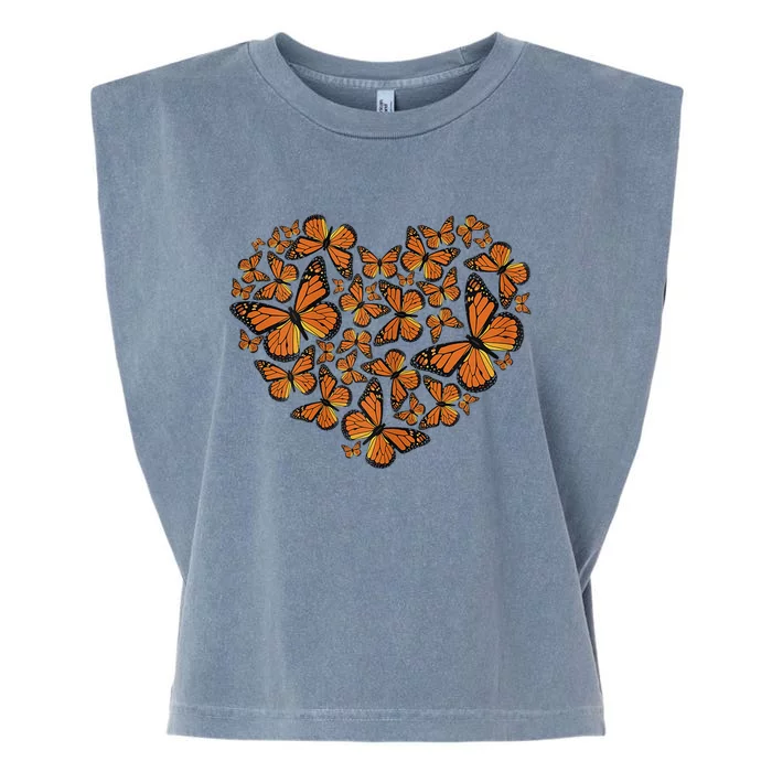 Monarch Butterfly Love Heart Garment-Dyed Women's Muscle Tee