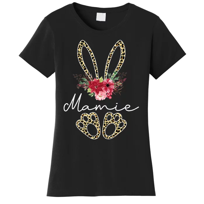 Mamie Bunny Leopard Flowers Matching Family Cute Easter Women's T-Shirt