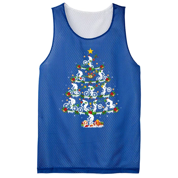 Mtb Biking Lover Lighting Mountain Biking Christmas Tree Gift Mesh Reversible Basketball Jersey Tank