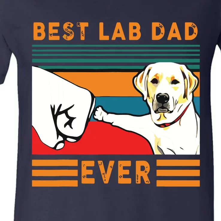 Men Best Lab Dad Fathers Day Dad Gifts Best Labrador Dad V-Neck T-Shirt