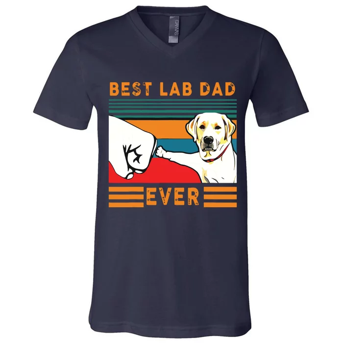 Men Best Lab Dad Fathers Day Dad Gifts Best Labrador Dad V-Neck T-Shirt