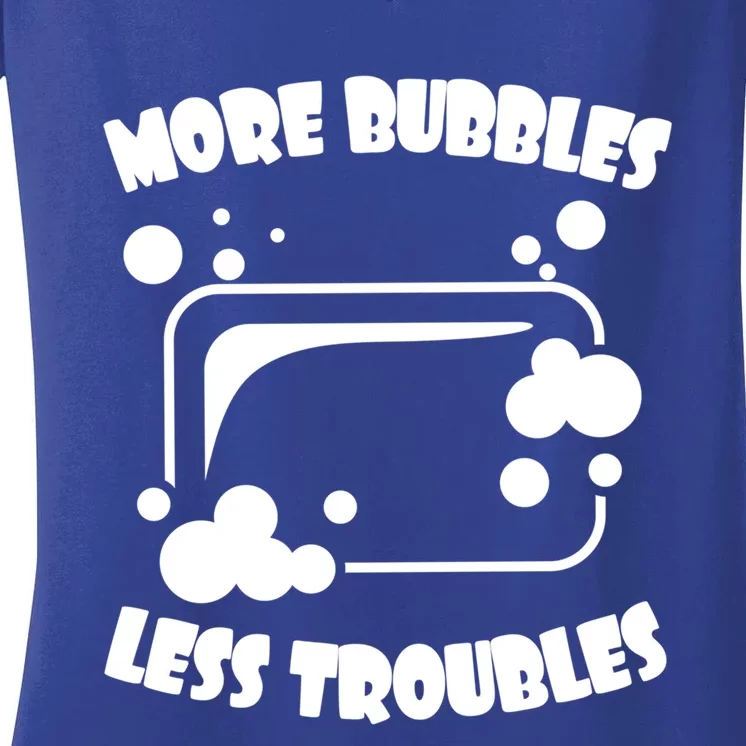 More Bubbles Less Troubles Soap Making Soap Maker Homemade Cute Gift Women's V-Neck T-Shirt