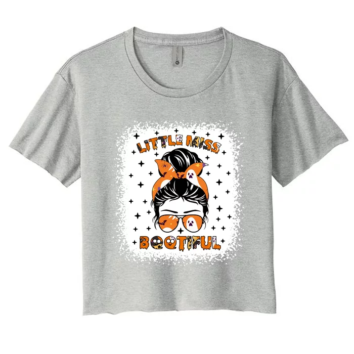 Messy Bun Little Miss Bootiful Boo Halloween Costume Cool Gift Women's Crop Top Tee