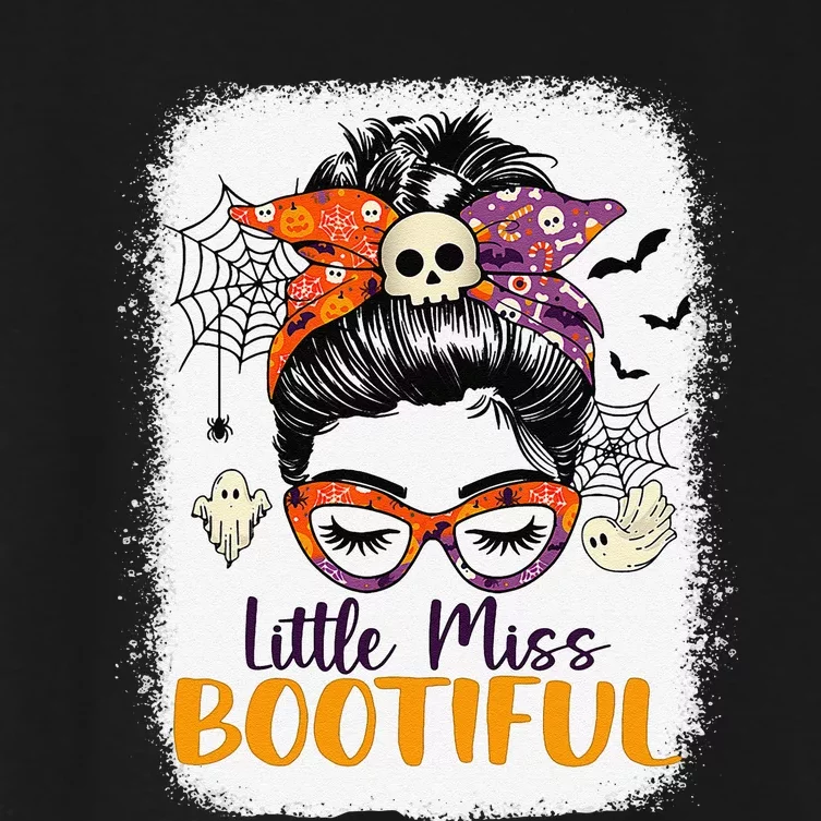 Messy Bun Little Miss Bootiful Boo Halloween Women's Crop Top Tee