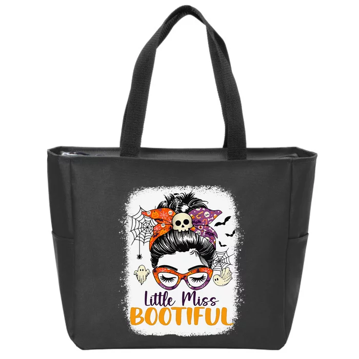 Messy Bun Little Miss Bootiful Boo Halloween Zip Tote Bag